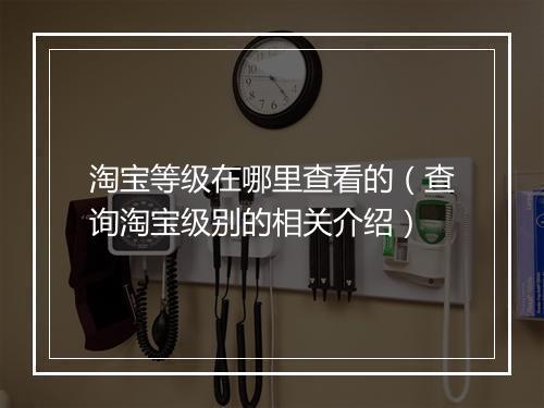 淘宝等级在哪里查看的（查询淘宝级别的相关介绍）
