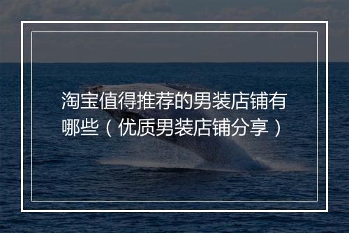 淘宝值得推荐的男装店铺有哪些（优质男装店铺分享）