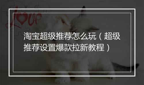 淘宝超级推荐怎么玩（超级推荐设置爆款拉新教程）