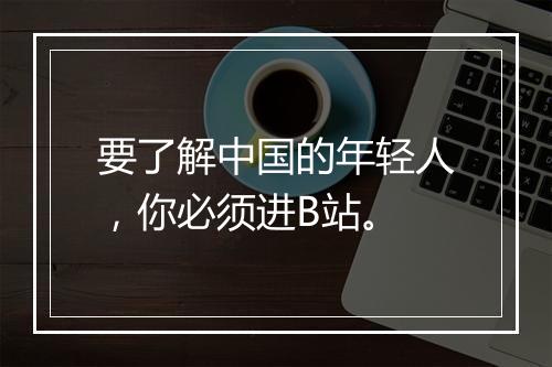 要了解中国的年轻人，你必须进B站。