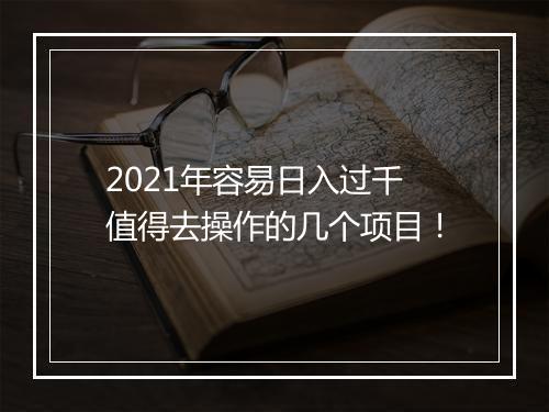 2021年容易日入过千值得去操作的几个项目！