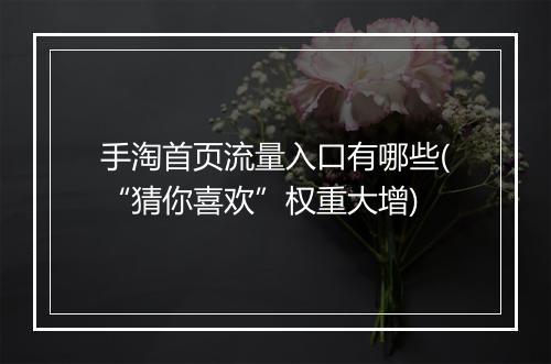 手淘首页流量入口有哪些(“猜你喜欢”权重大增)