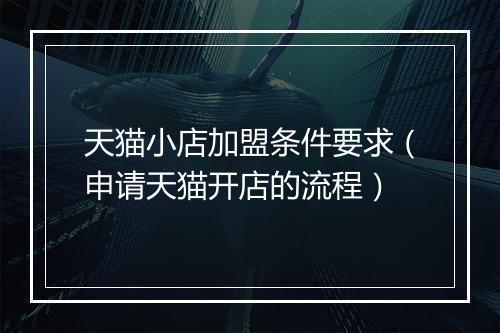 天猫小店加盟条件要求（申请天猫开店的流程）