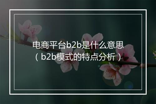 电商平台b2b是什么意思（b2b模式的特点分析）