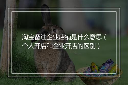 淘宝备注企业店铺是什么意思（个人开店和企业开店的区别）