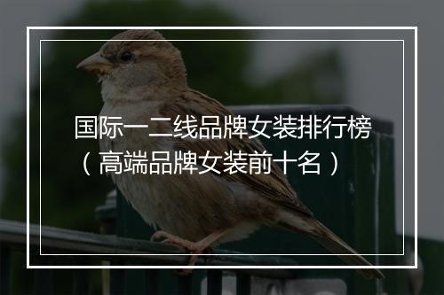 国际一二线品牌女装排行榜（高端品牌女装前十名）