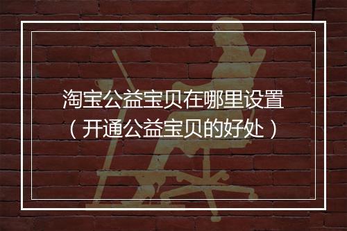 淘宝公益宝贝在哪里设置（开通公益宝贝的好处）