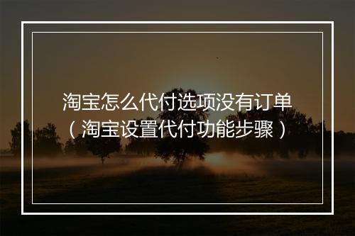 淘宝怎么代付选项没有订单（淘宝设置代付功能步骤）