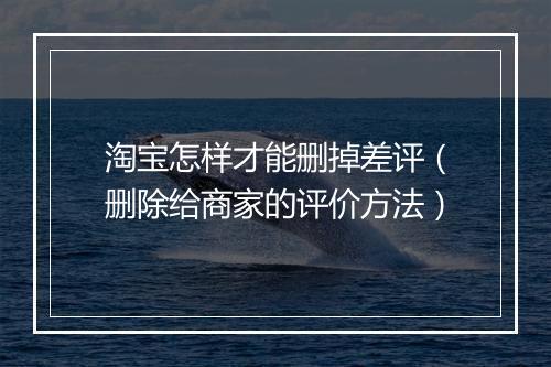淘宝怎样才能删掉差评（删除给商家的评价方法）