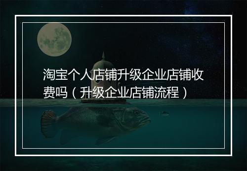 淘宝个人店铺升级企业店铺收费吗（升级企业店铺流程）