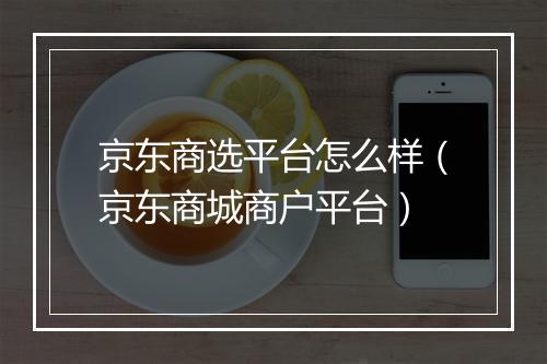 京东商选平台怎么样（京东商城商户平台）