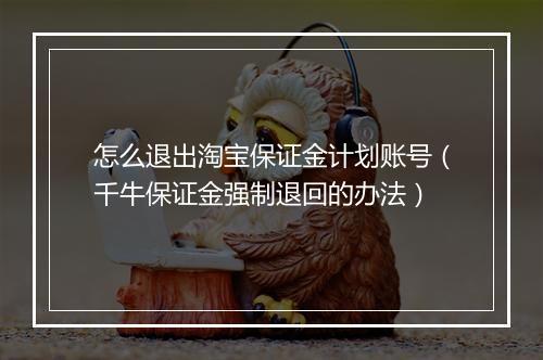 怎么退出淘宝保证金计划账号（千牛保证金强制退回的办法）