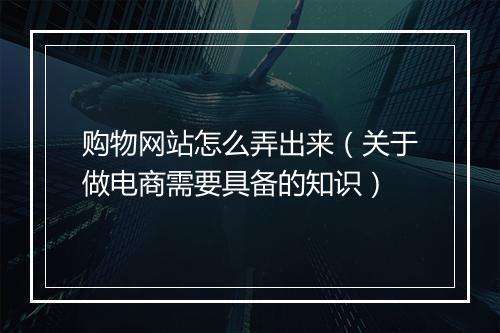 购物网站怎么弄出来（关于做电商需要具备的知识）