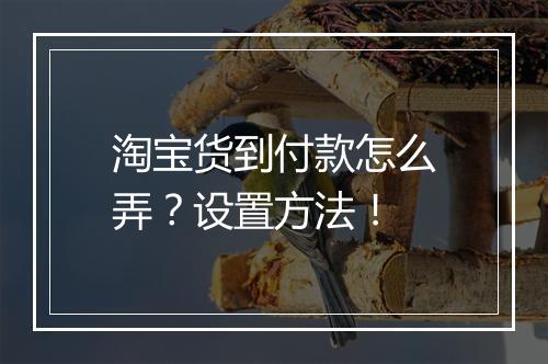 淘宝货到付款怎么弄？设置方法！