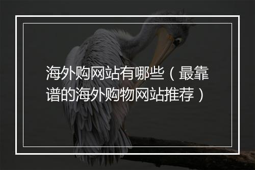 海外购网站有哪些（最靠谱的海外购物网站推荐）