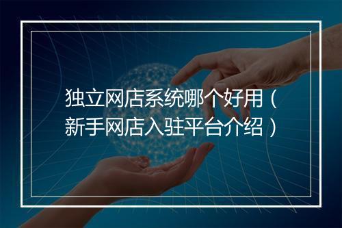 独立网店系统哪个好用（新手网店入驻平台介绍）