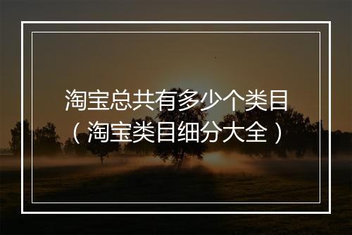 淘宝总共有多少个类目（淘宝类目细分大全）