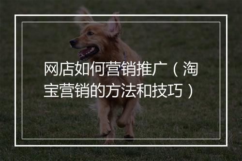 网店如何营销推广（淘宝营销的方法和技巧）