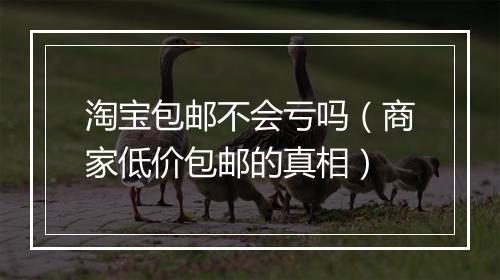 淘宝包邮不会亏吗（商家低价包邮的真相）
