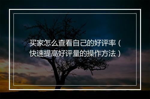 买家怎么查看自己的好评率（快速提高好评量的操作方法）