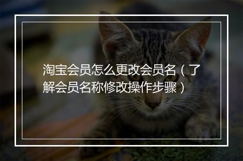淘宝会员怎么更改会员名（了解会员名称修改操作步骤）