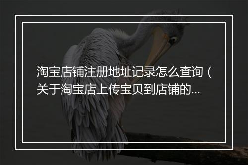 淘宝店铺注册地址记录怎么查询（关于淘宝店上传宝贝到店铺的教程）