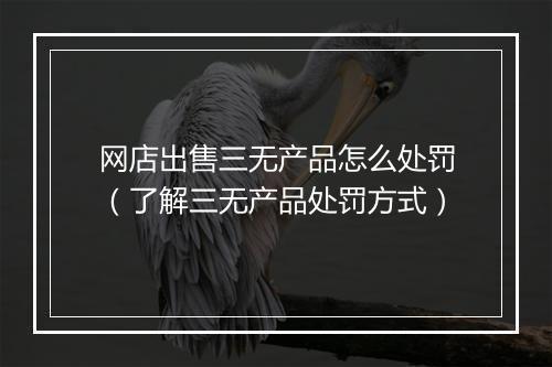 网店出售三无产品怎么处罚（了解三无产品处罚方式）