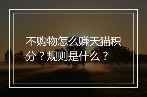 不购物怎么赚天猫积分？规则是什么？