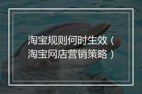 淘宝规则何时生效（淘宝网店营销策略）