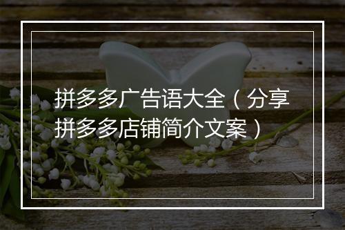 拼多多广告语大全（分享拼多多店铺简介文案）