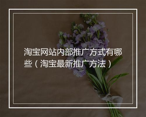 淘宝网站内部推广方式有哪些（淘宝最新推广方法）