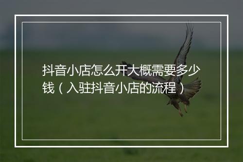 抖音小店怎么开大概需要多少钱（入驻抖音小店的流程）
