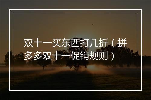 双十一买东西打几折（拼多多双十一促销规则）