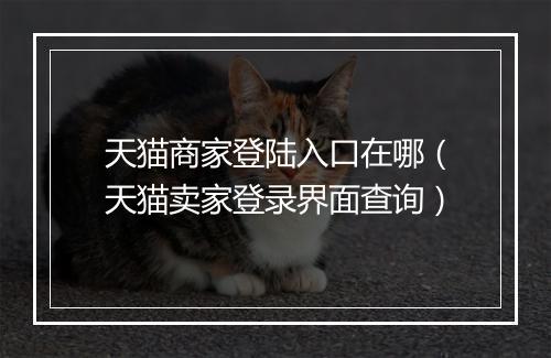 天猫商家登陆入口在哪（天猫卖家登录界面查询）