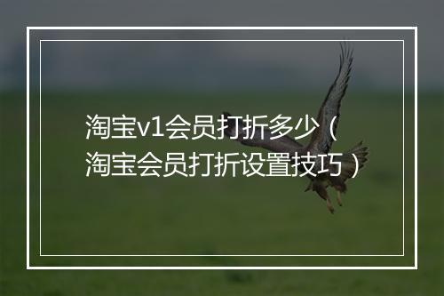 淘宝v1会员打折多少（淘宝会员打折设置技巧）