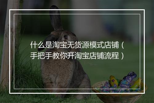 什么是淘宝无货源模式店铺（手把手教你开淘宝店铺流程）