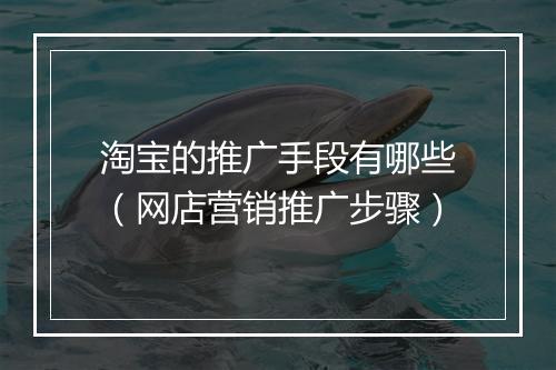 淘宝的推广手段有哪些（网店营销推广步骤）