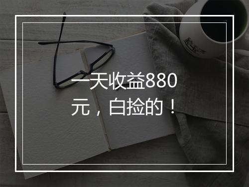 一天收益880元，白捡的！