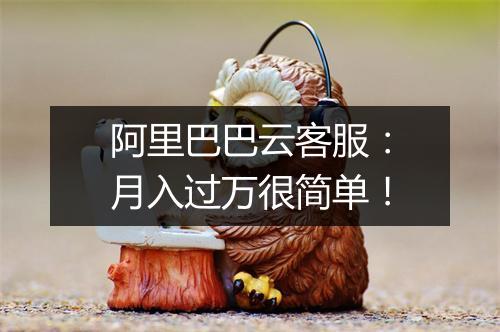 阿里巴巴云客服：月入过万很简单！
