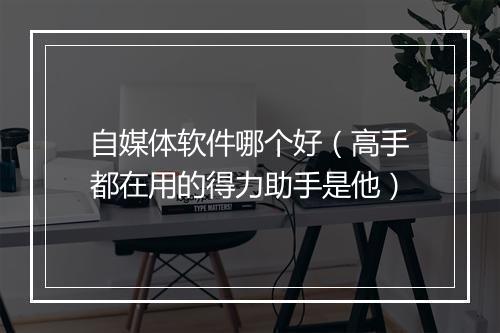 自媒体软件哪个好（高手都在用的得力助手是他）