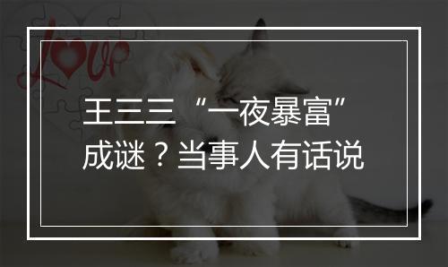 王三三“一夜暴富”成谜？当事人有话说