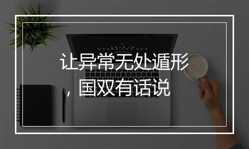 让异常无处遁形，国双有话说