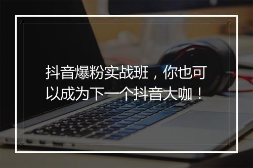 抖音爆粉实战班，你也可以成为下一个抖音大咖！