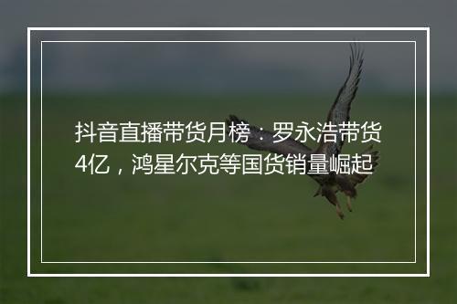 抖音直播带货月榜：罗永浩带货4亿，鸿星尔克等国货销量崛起