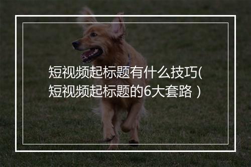 短视频起标题有什么技巧(短视频起标题的6大套路）