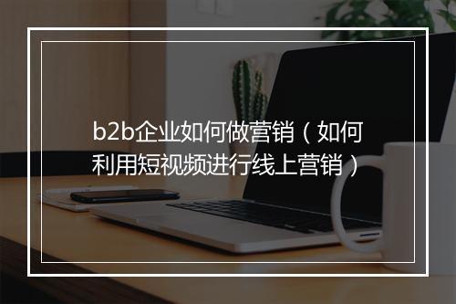 b2b企业如何做营销（如何利用短视频进行线上营销）