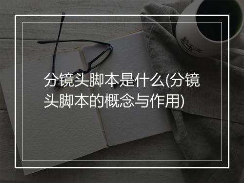 分镜头脚本是什么(分镜头脚本的概念与作用)