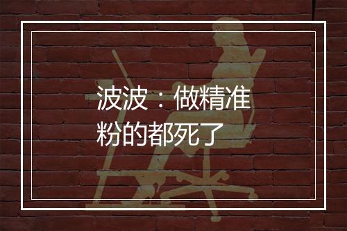 波波：做精准粉的都死了
