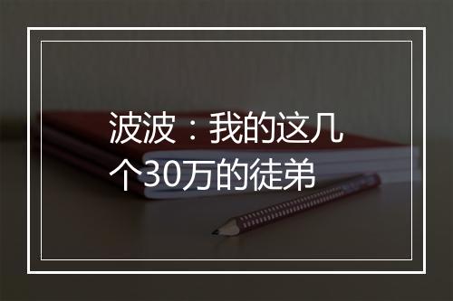 波波：我的这几个30万的徒弟