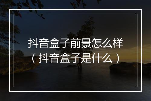 抖音盒子前景怎么样（抖音盒子是什么）